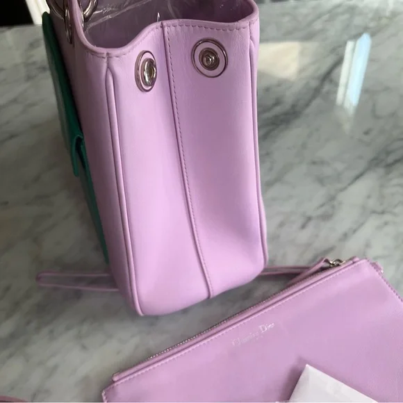 Christian Dior Purple Leather Diorissimo Pocket Tote Bag - Picture 8 of 11
